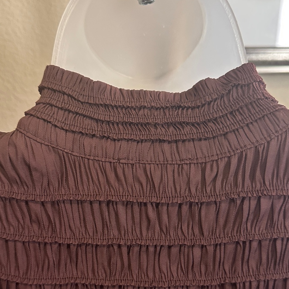 Current Air Deep Brown Gathered Blouse size small box 1 - Picture 8 of 9